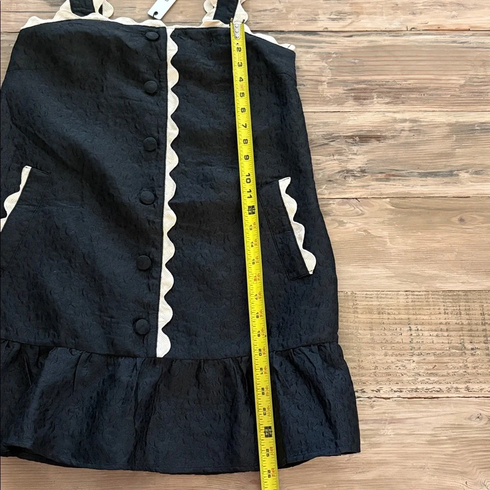 Black Mini Dress with Cream Scalloped Trim - Picture 9 of 10